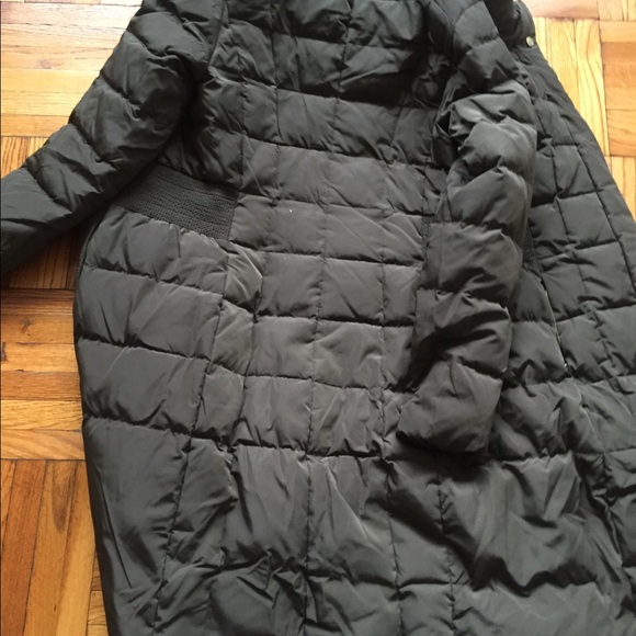 COLE HAAN WINTER DOWN FEATHER LONG ARMY GREEN GOLD QUILTED Coat UBER COZY VTG - Picture 5 of 7
